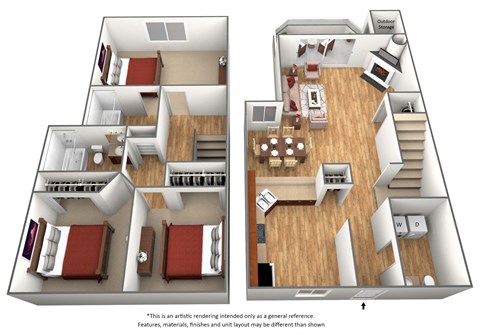 Briarwood Floor Plan at Arcadia Townhomes, Federal Way, Washington
